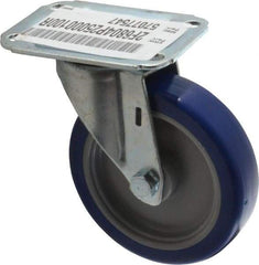 E.R. Wagner - 4" Diam x 1" Wide x 4-13/16" OAH Top Plate Mount Swivel Caster - Polyurethane, 140 Lb Capacity, Plain Bearing, 2-3/4 x 3-3/4" Plate - Apex Tool & Supply