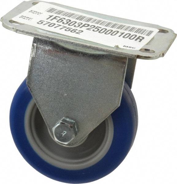 E.R. Wagner - 3" Diam x 1" Wide x 3-3/4" OAH Top Plate Mount Rigid Caster - Polyurethane, 125 Lb Capacity, Plain Bearing, 2-3/4 x 3-3/4" Plate - Apex Tool & Supply