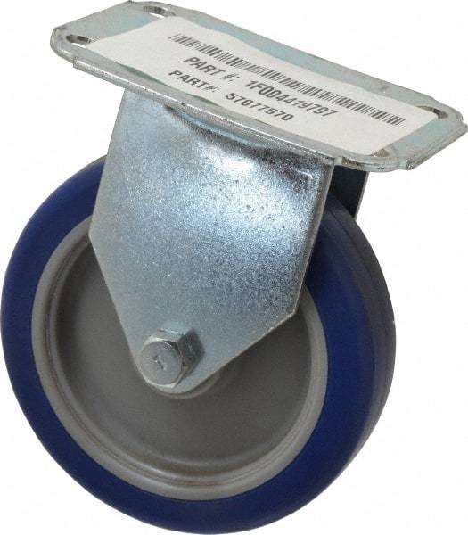 E.R. Wagner - 4" Diam x 1" Wide x 4-13/16" OAH Top Plate Mount Rigid Caster - Polyurethane, 140 Lb Capacity, Plain Bearing, 2-3/4 x 3-3/4" Plate - Apex Tool & Supply