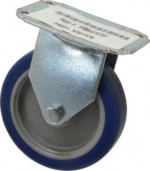 E.R. Wagner - 4" Diam x 1" Wide x 4-13/16" OAH Top Plate Mount Rigid Caster - Polyurethane, 140 Lb Capacity, Plain Bearing, 2-3/4 x 3-3/4" Plate - Apex Tool & Supply