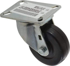 E.R. Wagner - 3-1/2" Diam x 1-1/4" Wide x 4-5/8" OAH Top Plate Mount Swivel Caster - Soft Rubber, 155 Lb Capacity, Delrin Bearing, 3-1/8 x 4-1/8" Plate - Apex Tool & Supply