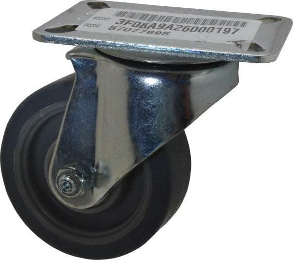 E.R. Wagner - 3-1/2" Diam x 1-1/4" Wide x 4-5/8" OAH Top Plate Mount Swivel Caster - TPR, 155 Lb Capacity, Ball Bearing, 3-1/8 x 4-1/8" Plate - Apex Tool & Supply