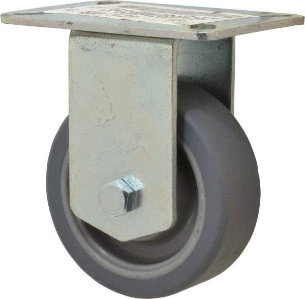E.R. Wagner - 3-1/2" Diam x 1-1/4" Wide x 4-5/8" OAH Top Plate Mount Rigid Caster - TPR, 155 Lb Capacity, Ball Bearing, 3-1/8 x 4-1/8" Plate - Apex Tool & Supply