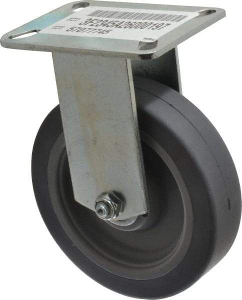 E.R. Wagner - 5" Diam x 1-1/2" Wide x 6-3/8" OAH Top Plate Mount Rigid Caster - TPR, 240 Lb Capacity, Ball Bearing, 3-1/8 x 4-1/8" Plate - Apex Tool & Supply