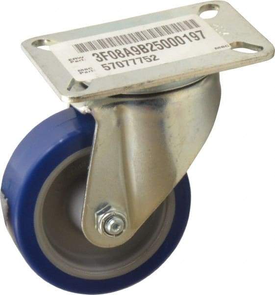 E.R. Wagner - 3-1/2" Diam x 1-1/4" Wide x 4-5/8" OAH Top Plate Mount Swivel Caster - Polyurethane, 250 Lb Capacity, Delrin Bearing, 3-1/8 x 4-1/8" Plate - Apex Tool & Supply