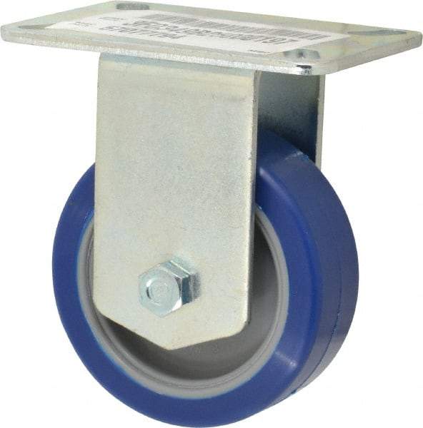 E.R. Wagner - 3-1/2" Diam x 1-1/4" Wide x 4-5/8" OAH Top Plate Mount Rigid Caster - Polyurethane, 250 Lb Capacity, Ball Bearing, 3-1/8 x 4-1/8" Plate - Apex Tool & Supply