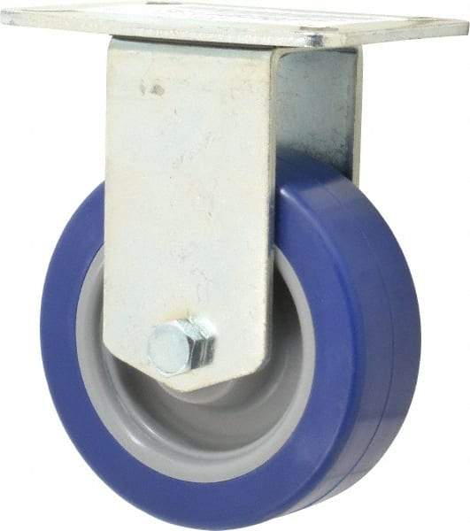 E.R. Wagner - 4" Diam x 1-1/2" Wide x 5-3/8" OAH Top Plate Mount Rigid Caster - Polyurethane, 375 Lb Capacity, Ball Bearing, 3-1/8 x 4-1/8" Plate - Apex Tool & Supply