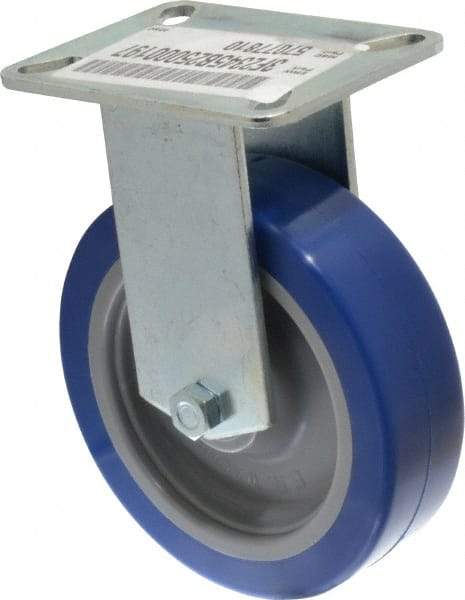 E.R. Wagner - 5" Diam x 1-1/2" Wide x 6-1/4" OAH Top Plate Mount Rigid Caster - Polyurethane, 450 Lb Capacity, Ball Bearing, 3-1/8 x 4-1/8" Plate - Apex Tool & Supply