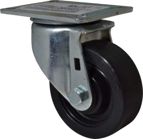 E.R. Wagner - 3-1/2" Diam x 1-1/4" Wide x 4-5/8" OAH Top Plate Mount Swivel Caster - Polypropylene, 250 Lb Capacity, Delrin Bearing, 3-1/8 x 4-1/8" Plate - Apex Tool & Supply