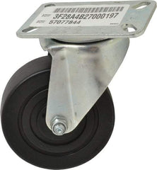 E.R. Wagner - 4" Diam x 1-3/8" Wide x 5-3/8" OAH Top Plate Mount Swivel Caster - Polypropylene, 375 Lb Capacity, Delrin Bearing, 3-1/8 x 4-1/8" Plate - Apex Tool & Supply