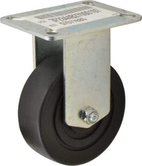 E.R. Wagner - 4" Diam x 1-3/8" Wide x 5-3/8" OAH Top Plate Mount Rigid Caster - Polypropylene, 375 Lb Capacity, Ball Bearing, 3-1/8 x 4-1/8" Plate - Apex Tool & Supply