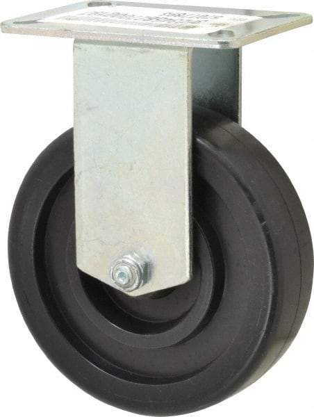 E.R. Wagner - 5" Diam x 1-3/8" Wide x 6-3/8" OAH Top Plate Mount Rigid Caster - Polypropylene, 450 Lb Capacity, Ball Bearing, 3-1/8 x 4-1/8" Plate - Apex Tool & Supply