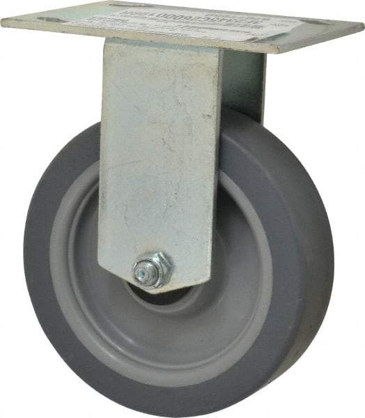 E.R. Wagner - 5" Diam x 1-1/2" Wide x 6-3/8" OAH Top Plate Mount Rigid Caster - TPR, 240 Lb Capacity, Roller Bearing, 3-3/4 x 4-5/8" Plate - Apex Tool & Supply