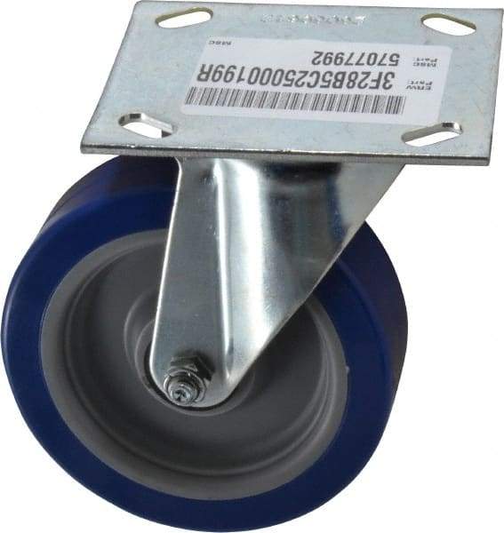 E.R. Wagner - 5" Diam x 1-1/2" Wide x 6-3/8" OAH Top Plate Mount Swivel Caster - Polyurethane, 450 Lb Capacity, Roller Bearing, 3-3/4 x 4-5/8" Plate - Apex Tool & Supply