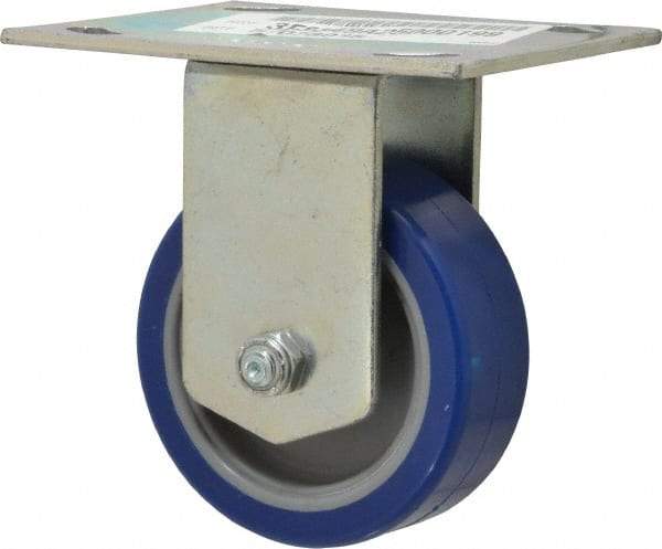 E.R. Wagner - 3-1/2" Diam x 1-1/4" Wide x 4-5/8" OAH Top Plate Mount Rigid Caster - Polyurethane, 250 Lb Capacity, Ball Bearing, 3-3/4 x 4-5/8" Plate - Apex Tool & Supply