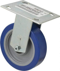 E.R. Wagner - 5" Diam x 1-1/2" Wide x 6-3/8" OAH Top Plate Mount Rigid Caster - Polyurethane, 450 Lb Capacity, Roller Bearing, 3-3/4 x 4-5/8" Plate - Apex Tool & Supply