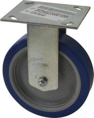 E.R. Wagner - 6" Diam x 1-1/2" Wide x 7-3/8" OAH Top Plate Mount Rigid Caster - Polyurethane, 450 Lb Capacity, Roller Bearing, 3-3/4 x 4-5/8" Plate - Apex Tool & Supply