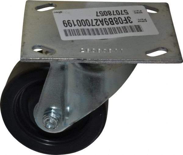 E.R. Wagner - 3-1/2" Diam x 1-1/4" Wide x 4-5/8" OAH Top Plate Mount Swivel Caster - Polypropylene, 250 Lb Capacity, Ball Bearing, 3-3/4 x 4-5/8" Plate - Apex Tool & Supply