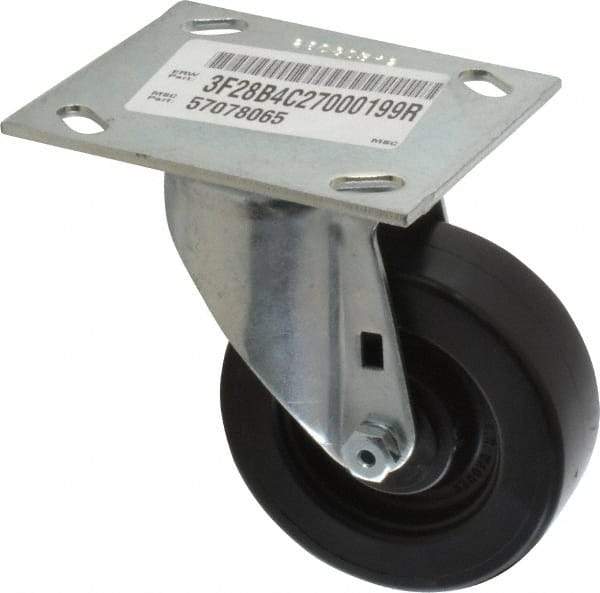 E.R. Wagner - 4" Diam x 1-3/8" Wide x 5-3/8" OAH Top Plate Mount Swivel Caster - Polypropylene, 375 Lb Capacity, Roller Bearing, 3-3/4 x 4-5/8" Plate - Apex Tool & Supply