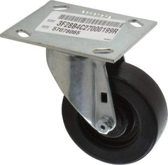 E.R. Wagner - 4" Diam x 1-3/8" Wide x 5-3/8" OAH Top Plate Mount Swivel Caster - Polypropylene, 375 Lb Capacity, Roller Bearing, 3-3/4 x 4-5/8" Plate - Apex Tool & Supply