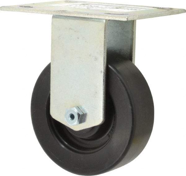 E.R. Wagner - 4" Diam x 1-3/8" Wide x 5-3/8" OAH Top Plate Mount Rigid Caster - Polypropylene, 375 Lb Capacity, Roller Bearing, 3-3/4 x 4-5/8" Plate - Apex Tool & Supply