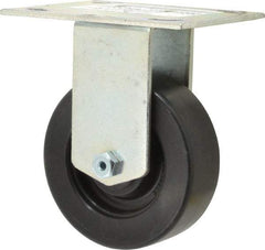 E.R. Wagner - 4" Diam x 1-3/8" Wide x 5-3/8" OAH Top Plate Mount Rigid Caster - Polypropylene, 375 Lb Capacity, Roller Bearing, 3-3/4 x 4-5/8" Plate - Apex Tool & Supply
