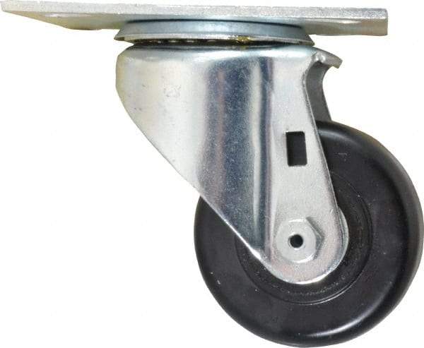 E.R. Wagner - 3" Diam x 1-1/2" Wide x 4-3/8" OAH Top Plate Mount Swivel Caster - Phenolic, 350 Lb Capacity, Roller Bearing, 3-3/4 x 4-5/8" Plate - Apex Tool & Supply