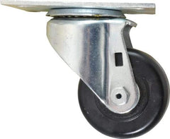 E.R. Wagner - 3" Diam x 1-1/2" Wide x 4-3/8" OAH Top Plate Mount Swivel Caster - Phenolic, 350 Lb Capacity, Roller Bearing, 3-3/4 x 4-5/8" Plate - Apex Tool & Supply