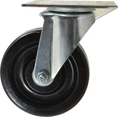 E.R. Wagner - 5" Diam x 1-1/2" Wide x 6-3/8" OAH Top Plate Mount Swivel Caster - Phenolic, 450 Lb Capacity, Roller Bearing, 3-3/4 x 4-5/8" Plate - Apex Tool & Supply