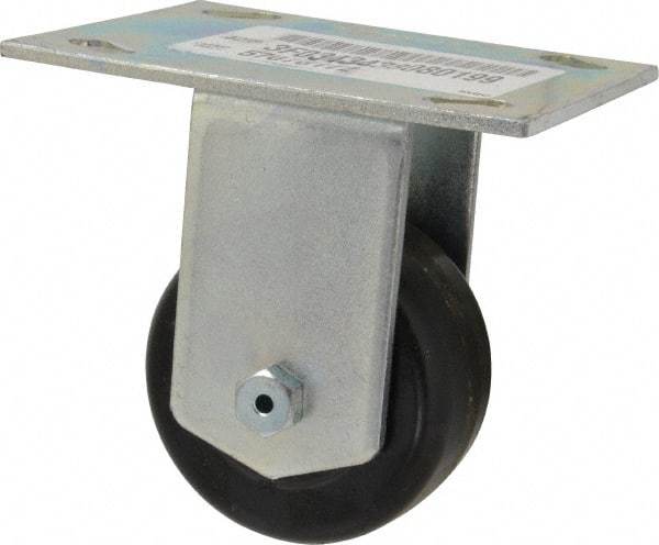 E.R. Wagner - 3" Diam x 1-1/2" Wide x 4-3/8" OAH Top Plate Mount Rigid Caster - Phenolic, 350 Lb Capacity, Roller Bearing, 3-3/4 x 4-5/8" Plate - Apex Tool & Supply