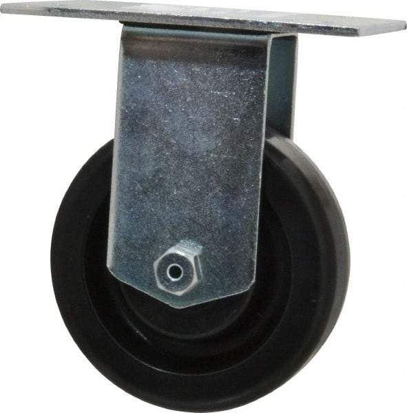 E.R. Wagner - 4" Diam x 1-1/2" Wide x 5-3/8" OAH Top Plate Mount Rigid Caster - Phenolic, 450 Lb Capacity, Roller Bearing, 3-3/4 x 4-5/8" Plate - Apex Tool & Supply