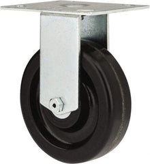 E.R. Wagner - 5" Diam x 1-1/2" Wide x 6-3/8" OAH Top Plate Mount Rigid Caster - Phenolic, 450 Lb Capacity, Roller Bearing, 3-3/4 x 4-5/8" Plate - Apex Tool & Supply