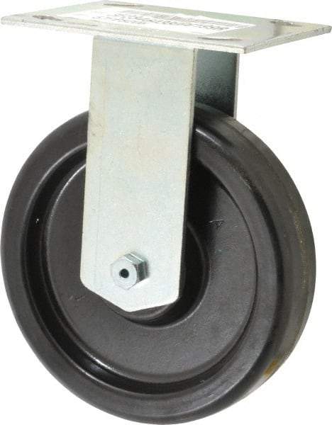 E.R. Wagner - 6" Diam x 1-1/2" Wide x 7-3/8" OAH Top Plate Mount Rigid Caster - Phenolic, 450 Lb Capacity, Roller Bearing, 3-3/4 x 4-5/8" Plate - Apex Tool & Supply