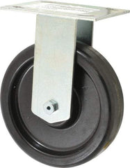 E.R. Wagner - 6" Diam x 1-1/2" Wide x 7-3/8" OAH Top Plate Mount Rigid Caster - Phenolic, 450 Lb Capacity, Roller Bearing, 3-3/4 x 4-5/8" Plate - Apex Tool & Supply