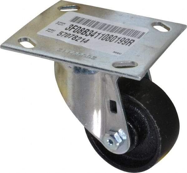 E.R. Wagner - 3" Diam x 1-1/4" Wide x 4-3/8" OAH Top Plate Mount Swivel Caster - Semi-Steel, 450 Lb Capacity, Roller Bearing, 3-3/4 x 4-5/8" Plate - Apex Tool & Supply