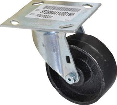 E.R. Wagner - 4" Diam x 1-1/2" Wide x 5-3/8" OAH Top Plate Mount Swivel Caster - Semi-Steel, 450 Lb Capacity, Roller Bearing, 3-3/4 x 4-5/8" Plate - Apex Tool & Supply