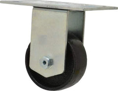 E.R. Wagner - 3" Diam x 1-1/4" Wide x 4-3/8" OAH Top Plate Mount Rigid Caster - Semi-Steel, 450 Lb Capacity, Roller Bearing, 3-3/4 x 4-5/8" Plate - Apex Tool & Supply