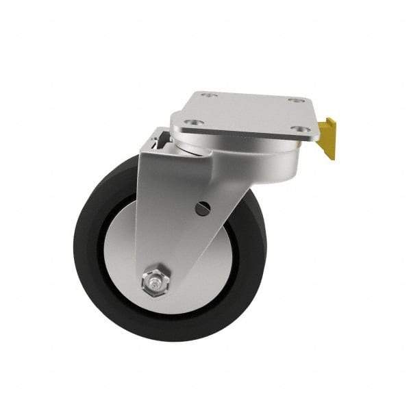 E.R. Wagner - 6" Diam x 2" Wide x 7-1/2" OAH Top Plate Mount Swivel Caster - Polyurethane, 700 Lb Capacity, Roller Bearing, 2-3/4 x 3-3/4" Plate - Apex Tool & Supply