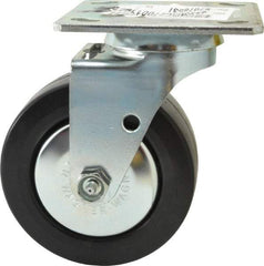 E.R. Wagner - 5" Diam x 2" Wide x 6-1/2" OAH Top Plate Mount Swivel Caster - Polypropylene, 650 Lb Capacity, Roller Bearing, 4 x 4-1/2" Plate - Apex Tool & Supply