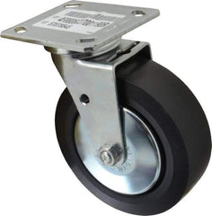 E.R. Wagner - 6" Diam x 2" Wide x 7-1/2" OAH Top Plate Mount Swivel Caster - Polypropylene, 700 Lb Capacity, Roller Bearing, 4 x 4-1/2" Plate - Apex Tool & Supply