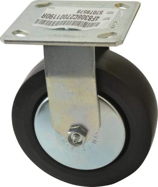 E.R. Wagner - 6" Diam x 2" Wide x 7-1/2" OAH Top Plate Mount Rigid Caster - Polypropylene, 700 Lb Capacity, Roller Bearing, 4 x 4-1/2" Plate - Apex Tool & Supply