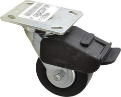 E.R. Wagner - 4" Diam x 2" Wide x 5-5/8" OAH Top Plate Mount Swivel Caster with Brake - Polypropylene, 600 Lb Capacity, Roller Bearing, 4 x 4-1/2" Plate - Apex Tool & Supply
