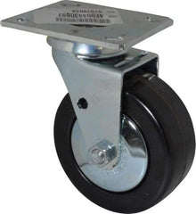 E.R. Wagner - 5" Diam x 2" Wide x 6-1/2" OAH Top Plate Mount Swivel Caster - Phenolic, 650 Lb Capacity, Roller Bearing, 4 x 4-1/2" Plate - Apex Tool & Supply