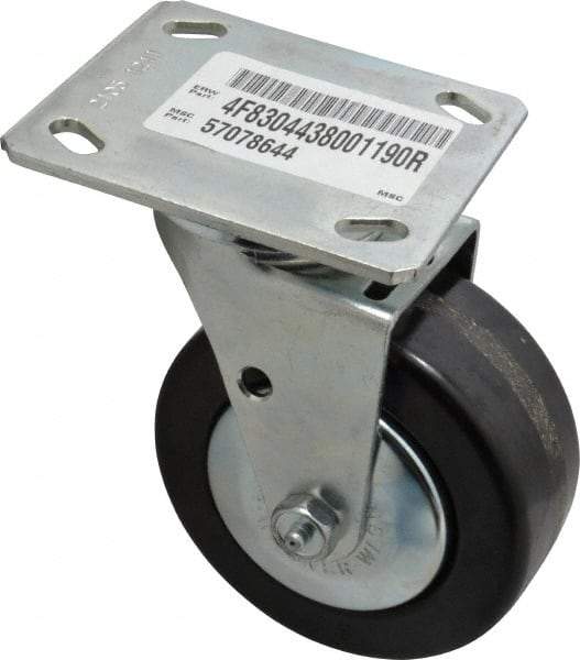 E.R. Wagner - 4" Diam x 2" Wide x 5-5/8" OAH Top Plate Mount Rigid Caster - Phenolic, 600 Lb Capacity, Roller Bearing, 4 x 4-1/2" Plate - Apex Tool & Supply