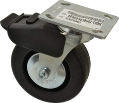 E.R. Wagner - 6" Diam x 2" Wide x 7-1/2" OAH Top Plate Mount Swivel Caster with Brake - Phenolic, 700 Lb Capacity, Roller Bearing, 4 x 4-1/2" Plate - Apex Tool & Supply