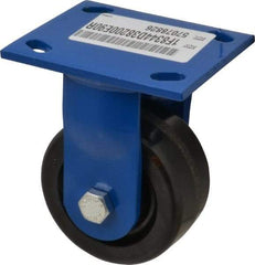 E.R. Wagner - 4" Diam x 2" Wide x 5-5/8" OAH Top Plate Mount Rigid Caster - Phenolic, 800 Lb Capacity, Delrin Bearing, 4 x 4-1/2" Plate - Apex Tool & Supply