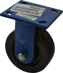 E.R. Wagner - 5" Diam x 2" Wide x 6-1/2" OAH Top Plate Mount Rigid Caster - Phenolic, 900 Lb Capacity, Delrin Bearing, 4 x 4-1/2" Plate - Apex Tool & Supply