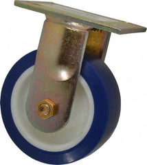 E.R. Wagner - 5" Diam x 2" Wide x 6-1/2" OAH Top Plate Mount Rigid Caster - Polyurethane, 750 Lb Capacity, Delrin Bearing, 4 x 4-1/2" Plate - Apex Tool & Supply