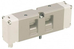Parker - Double Solenoid 3 Position, Aluminum Solenoid Valve - All Ports Blocked, 145 Max PSI, Buna-N Seal - Apex Tool & Supply