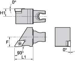 Kennametal - Left Hand Cut, Size KM25, DC.. Insert Compatiblity, External Modular Turning & Profiling Cutting Unit Head - 16mm Ctr to Cutting Edge, 30mm Head Length, Through Coolant, Series Screw-On - Apex Tool & Supply